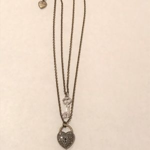 Brass Betsey Johnson Key & Lock Necklace